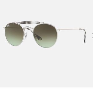 Ray Ban Silver ROUND DOUBLE BRIDGE Sunglasses RARE